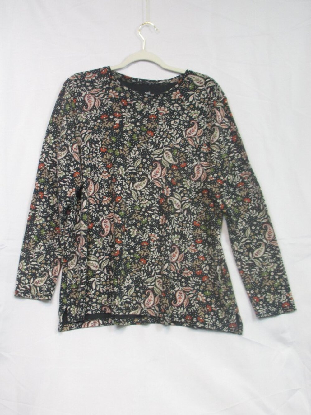 J. Jill Womens Floral Paisley Long Sleeve Top 100% Pima Cotton Size XL Boho